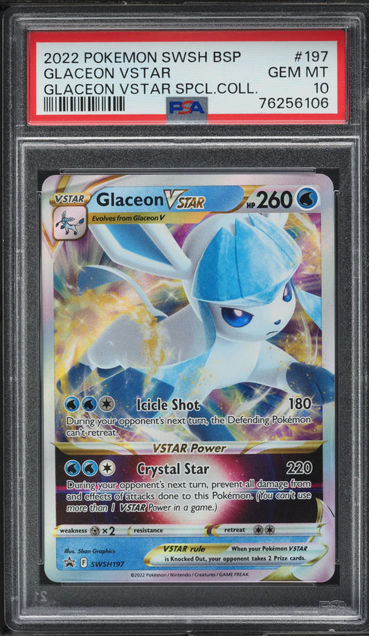 2022 POKEMON SWSH BLACK STAR PROMO SPECIAL GLACEON VSTAR #197 PSA 10 GEM MINT