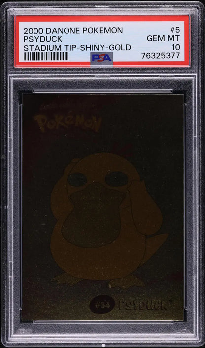 2000 DANONE POKEMON STADIUM TIP SHINY GOLD PSYDUCK #5 PSA 10 GEM MINT