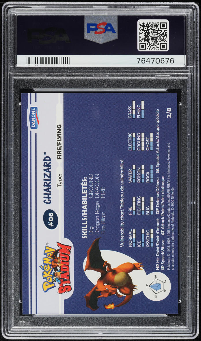 2000 DANONE POKEMON STADIUM TIP SHINY GOLD CHARIZARD #2 PSA 10 GEM MINT