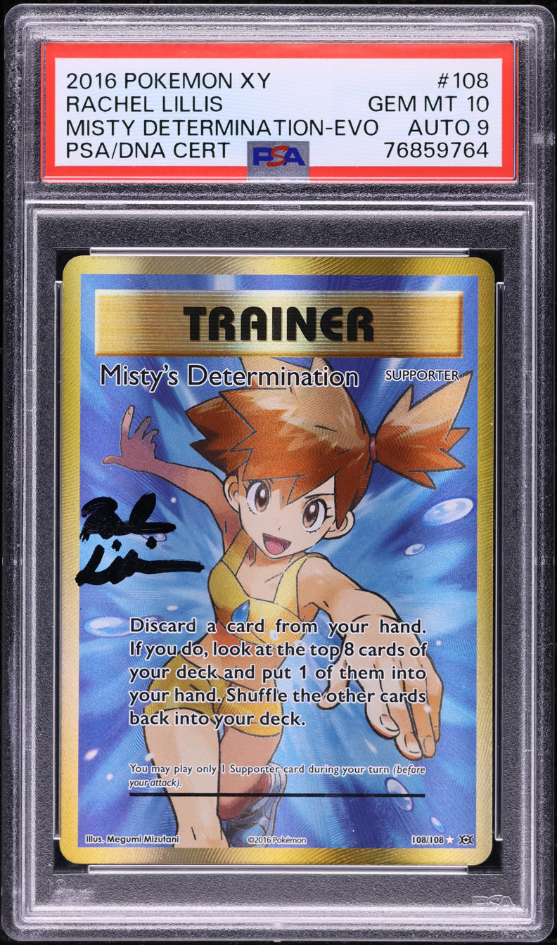 2016 POKEMON XY EVOLUTIONS MISTY'S DETERMINATION #108 RACHEL LILLIS AUTO 9 PSA 10 *VOICE ACTRESS*