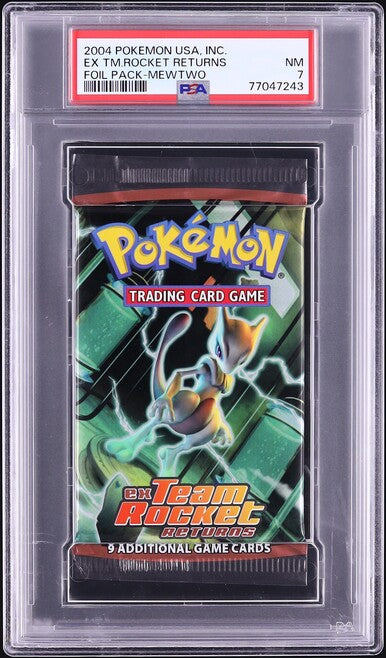 2004 POKEMON EX TEAM ROCKET RETURNS MEWTWO BOOSTER PACK PSA 7