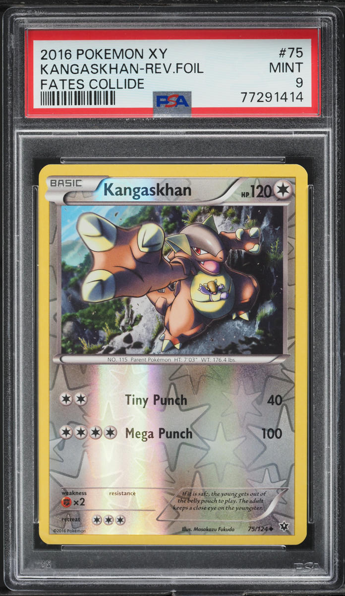 2016 POKEMON XY FATES COLLIDE REVERSE HOLO KANGASKHAN #75 PSA 9 MINT