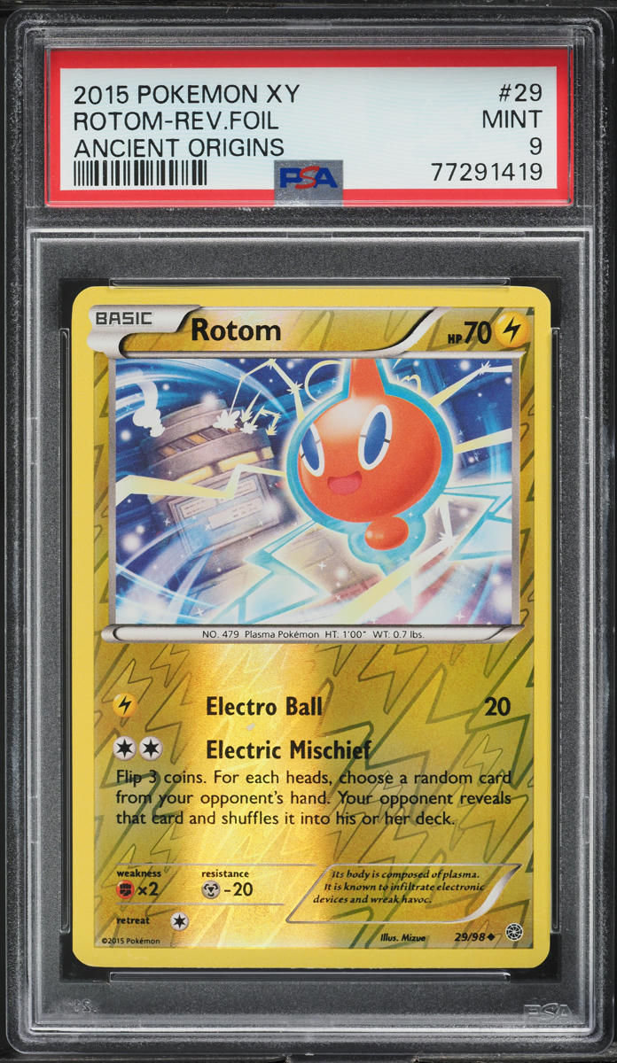 2015 POKEMON XY ANCIENT ORIGINS REVERSE HOLO ROTOM #29 PSA 9 MINT