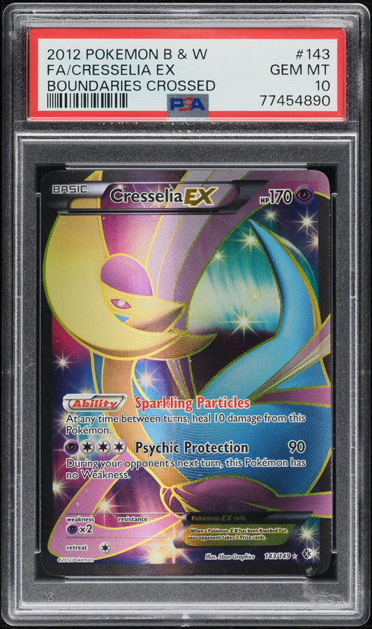 2012 POKEMON BLACK & WHITE BOUNDARIES CROSSED FULL ART CRESSELIA EX #143 PSA 10 GEM MINT