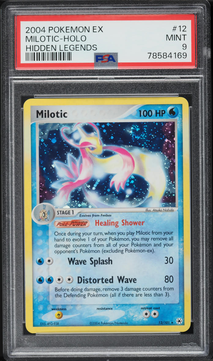 2004 POKEMON EX HIDDEN LEGENDS HOLO MILOTIC #12 PSA 9 MINT