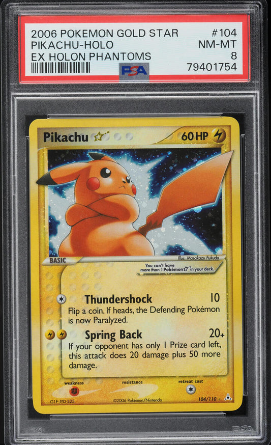 2006 POKEMON EX HOLON PHANTOMS HOLO PIKACHU GOLD STAR #104 PSA 8 NM-MT