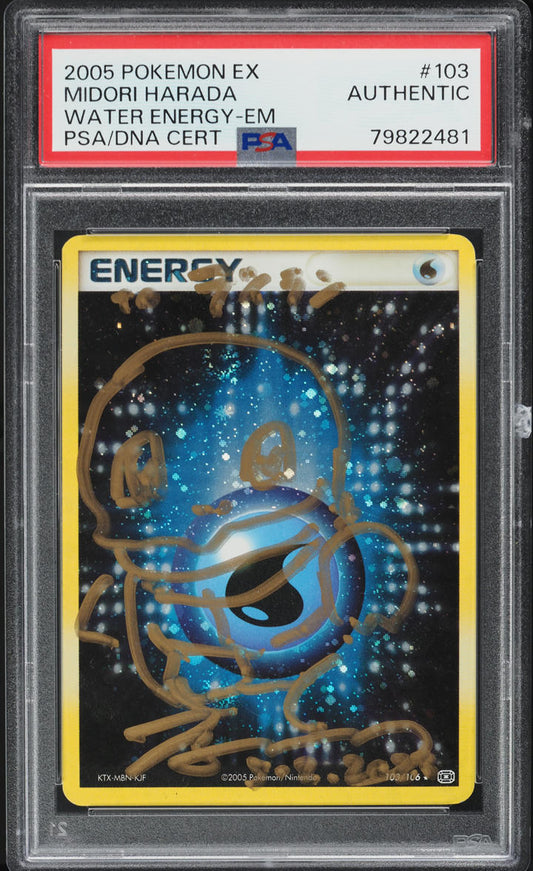 2005 POKEMON EX EMERALD HOLO WATER ENERGY SQUIRTLE SKETCH HARADA AUTO #103 PSA AUTHENTIC