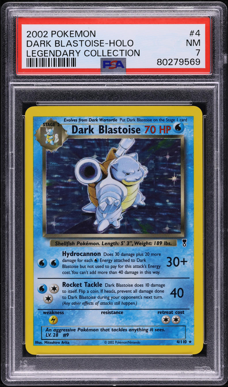 2002 POKEMON LEGENDARY COLLECTION HOLO DARK BLASTOISE #4 PSA 7 NRMT