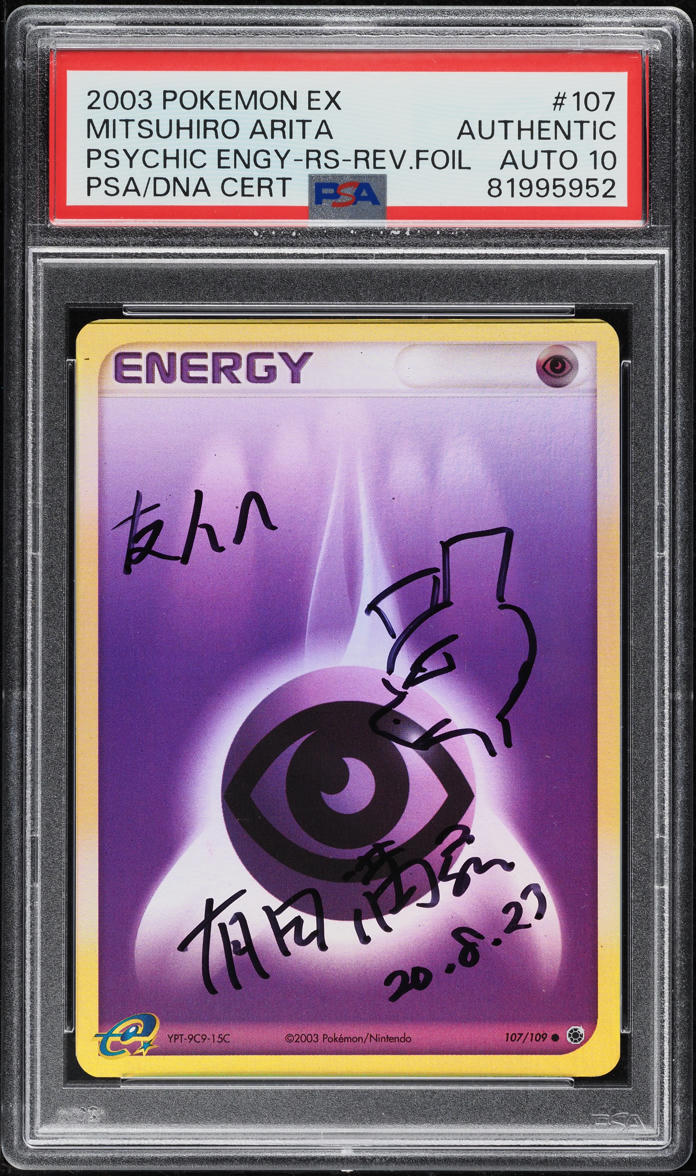 2003 POKEMON EX RS REVERSE HOLO PSYCHIC ENERGY ARITA AUTO DNA 10 #107 PSA AUTH