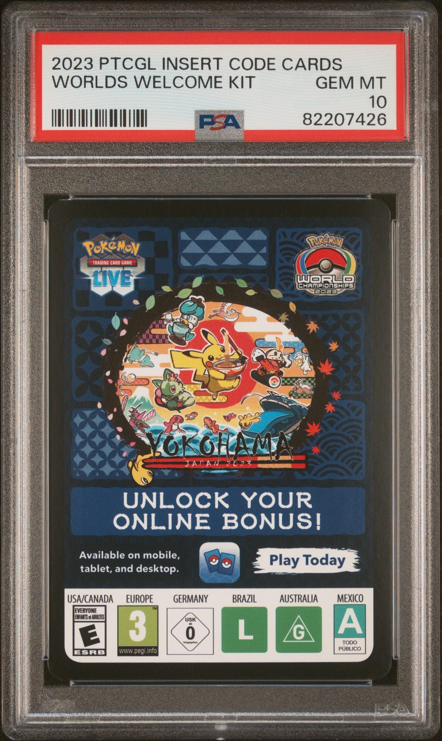 2023 POKEMON WORLD CHAMPIONSHIPS WELCOME KIT INSERT CARD PSA 10