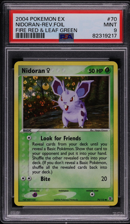 2004 POKEMON EX FIRE RED LEAF GREEN REVERSE HOLO NIDORAN #70 PSA 9 MINT