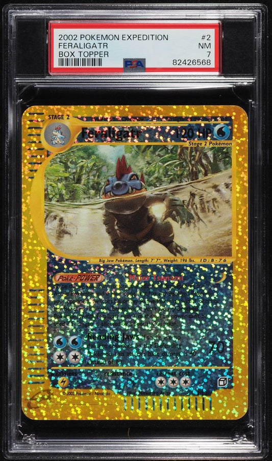 2002 POKEMON EXPEDITION BOX TOPPER FERALIGATR #2 PSA 7 NRMT