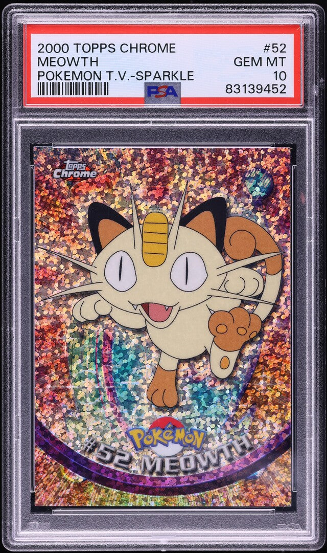 2000 TOPPS CHROME POKEMON SERIES 1 SPARKLE MEOWTH #52 PSA 10 GEM MINT