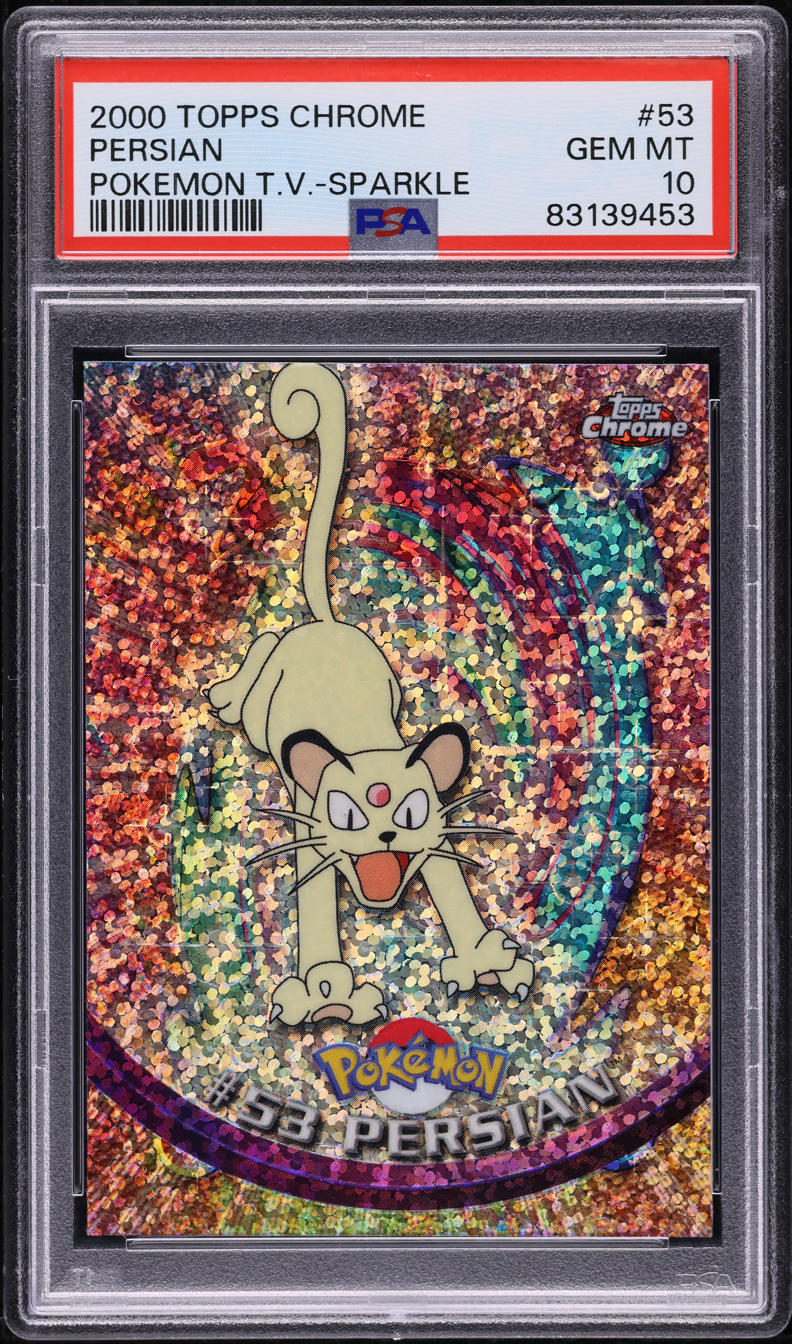 2000 TOPPS CHROME POKEMON SERIES 1 SPARKLE PERSIAN #53 PSA 10 GEM MINT