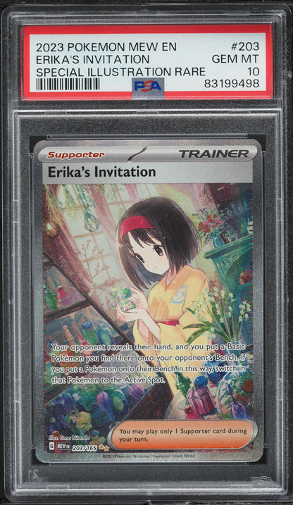 2023 POKEMON SV 151 SPECIAL ART RARE ERIKA'S INVITATION #203 PSA 10 GEM MINT