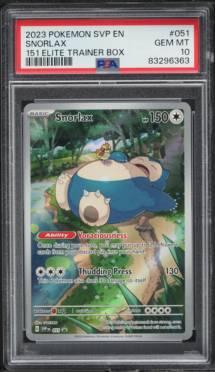 2023 POKEMON SCARLET & VIOLET 151 BLACK STAR PROMO ETB SNORLAX #51 PSA 10 GEM MINT