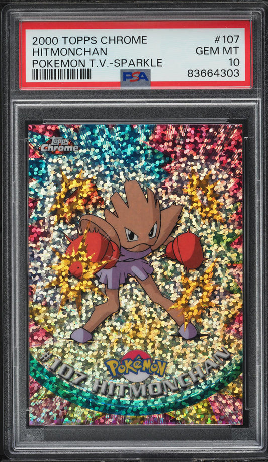 2000 TOPPS CHROME POKEMON SERIES 2 SPARKLE HITMONCHAN #107 PSA 10 GEM MINT