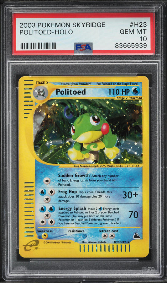 2003 POKEMON SKYRIDGE HOLO POLITOED #H23 PSA 10 GEM MINT