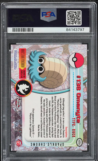 2000 TOPPS CHROME POKEMON SERIES 2 SPARKLE OMANYTE #138 PSA 10 GEM MINT