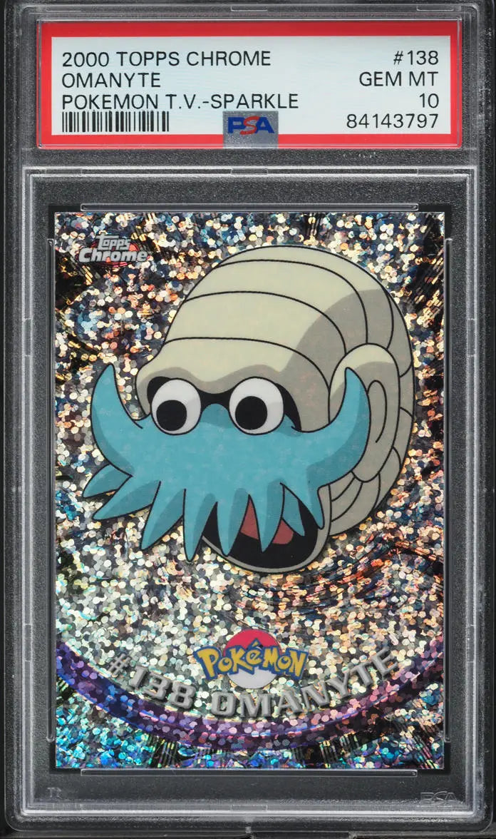 2000 TOPPS CHROME POKEMON SERIES 2 SPARKLE OMANYTE #138 PSA 10 GEM MINT