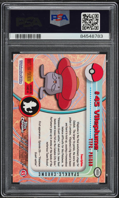 2000 TOPPS CHROME POKEMON SERIES 1 SPARKLE VILEPLUME #45 PSA 10 GEM MINT