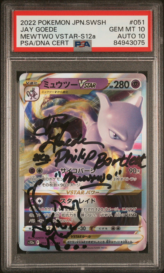 2022 POKEMON JAPANESE SWSH S12A VSTAR UNIVERSE MEWTWO #51 JAY GOEDE AUTO 10 PSA 10