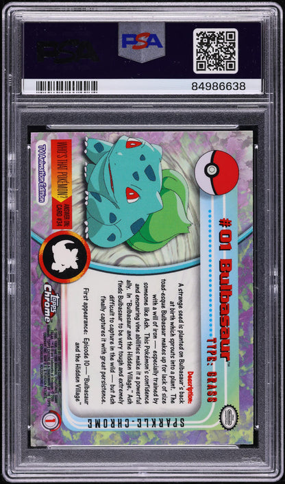 2000 TOPPS CHROME POKEMON SERIES 1 SPARKLE BULBASAUR #1 PSA 10 GEM MINT