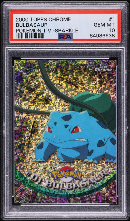 2000 TOPPS CHROME POKEMON SERIES 1 SPARKLE BULBASAUR #1 PSA 10 GEM MINT