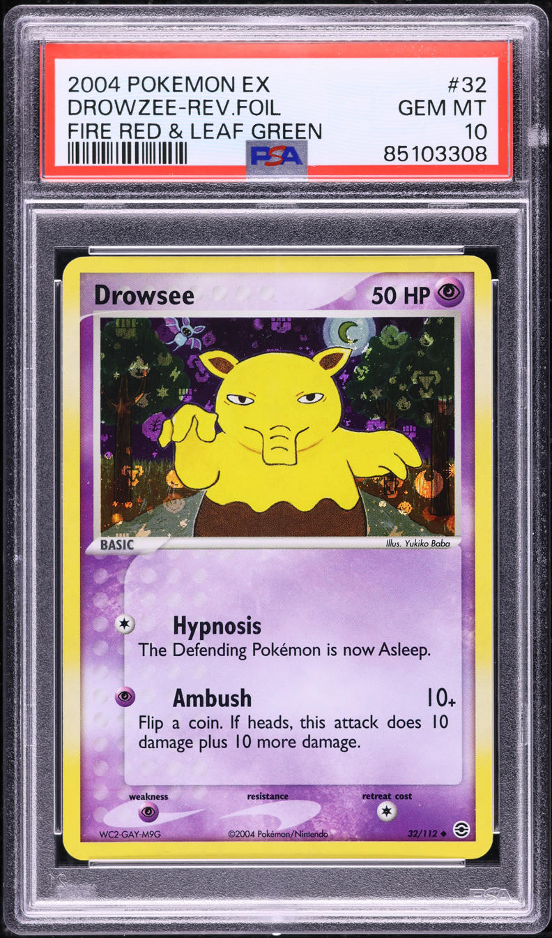 2004 POKEMON EX FIRE RED & LEAF GREEN REVERSE HOLO DROWZEE #32 PSA 10 GEM MINT