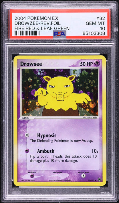 2004 POKEMON EX FIRE RED & LEAF GREEN REVERSE HOLO DROWZEE #32 PSA 10 GEM MINT