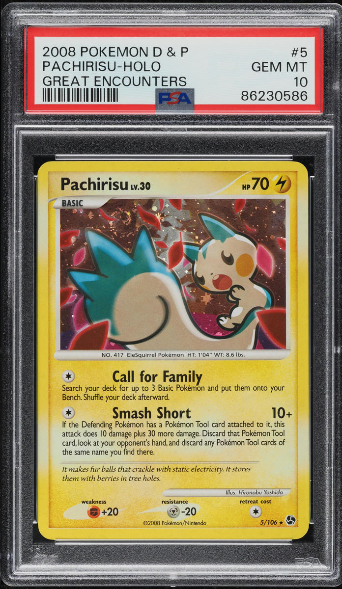 2008 POKEMON DIAMOND & PEARL GREAT ENCOUNTERS HOLO PACHIRISU #5 PSA 10 GEM MINT