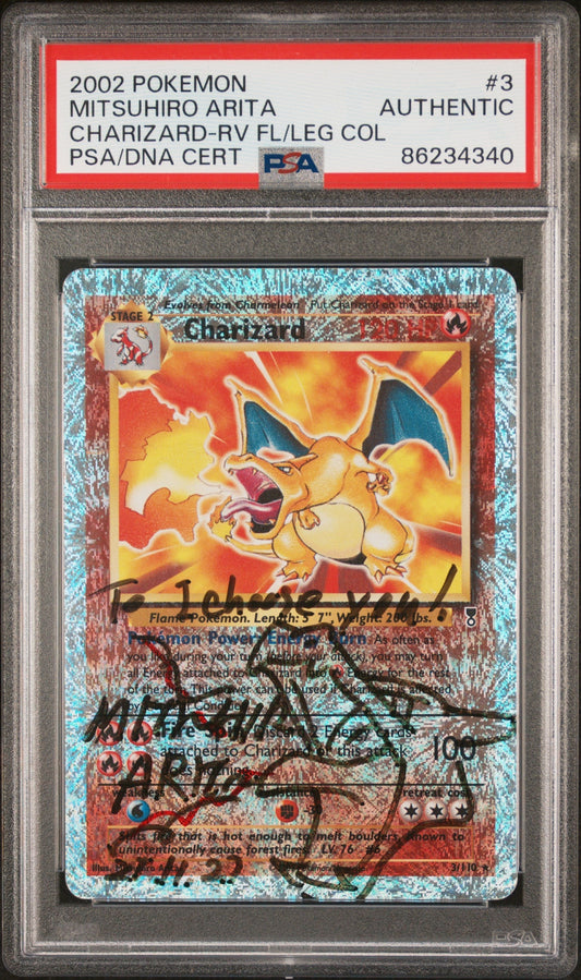 2002 POKEMON LEGENDARY COLLECTION REVERSE HOLO CHARIZARD #3 ARITA AUTO PSA AUTH