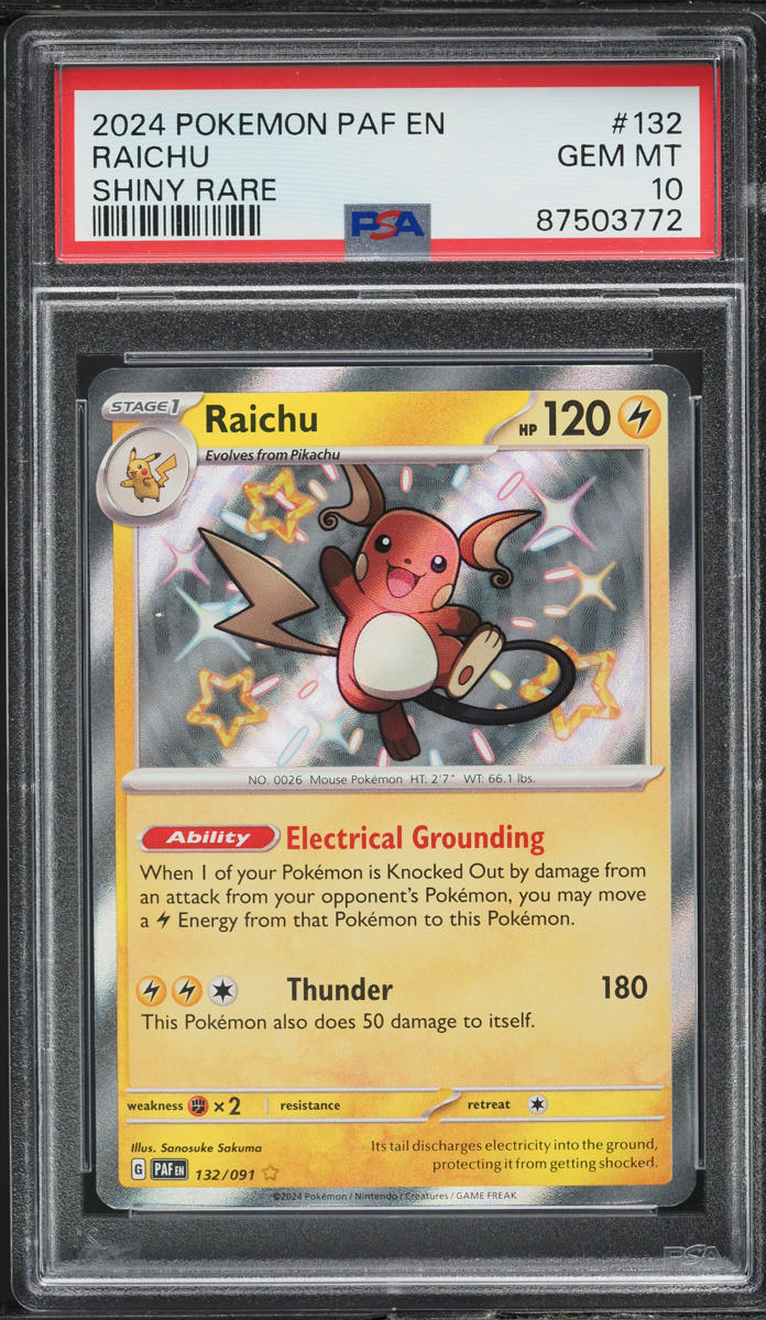 2024 POKEMON SCARLET & VIOLET PALDEAN FATES SHINY RAICHU #132 PSA 10 GEM MINT