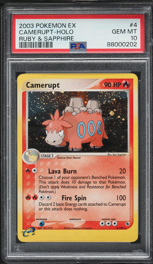2003 POKEMON EX RUBY & SAPPHIRE HOLO CAMERUPT #4 PSA 10 GEM MINT