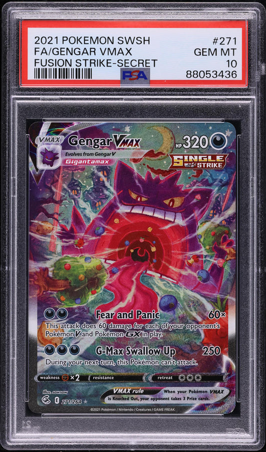 2021 POKEMON SWSH FUSION STRIKE ALT ART GENGAR VMAX #271 PSA 10 GEM MINT