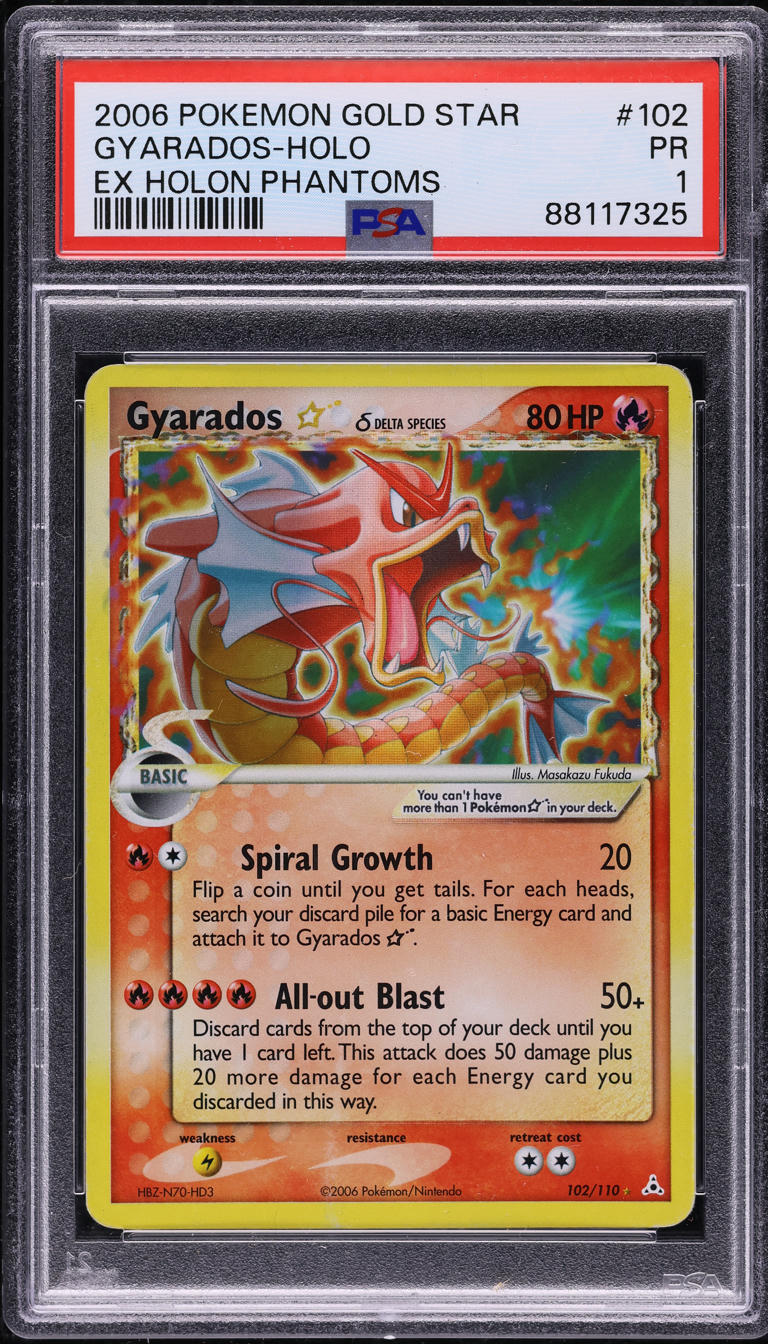 2006 POKEMON EX HOLON PHANTOMS HOLO GYARADOS GOLD STAR #102 PSA 1 PR