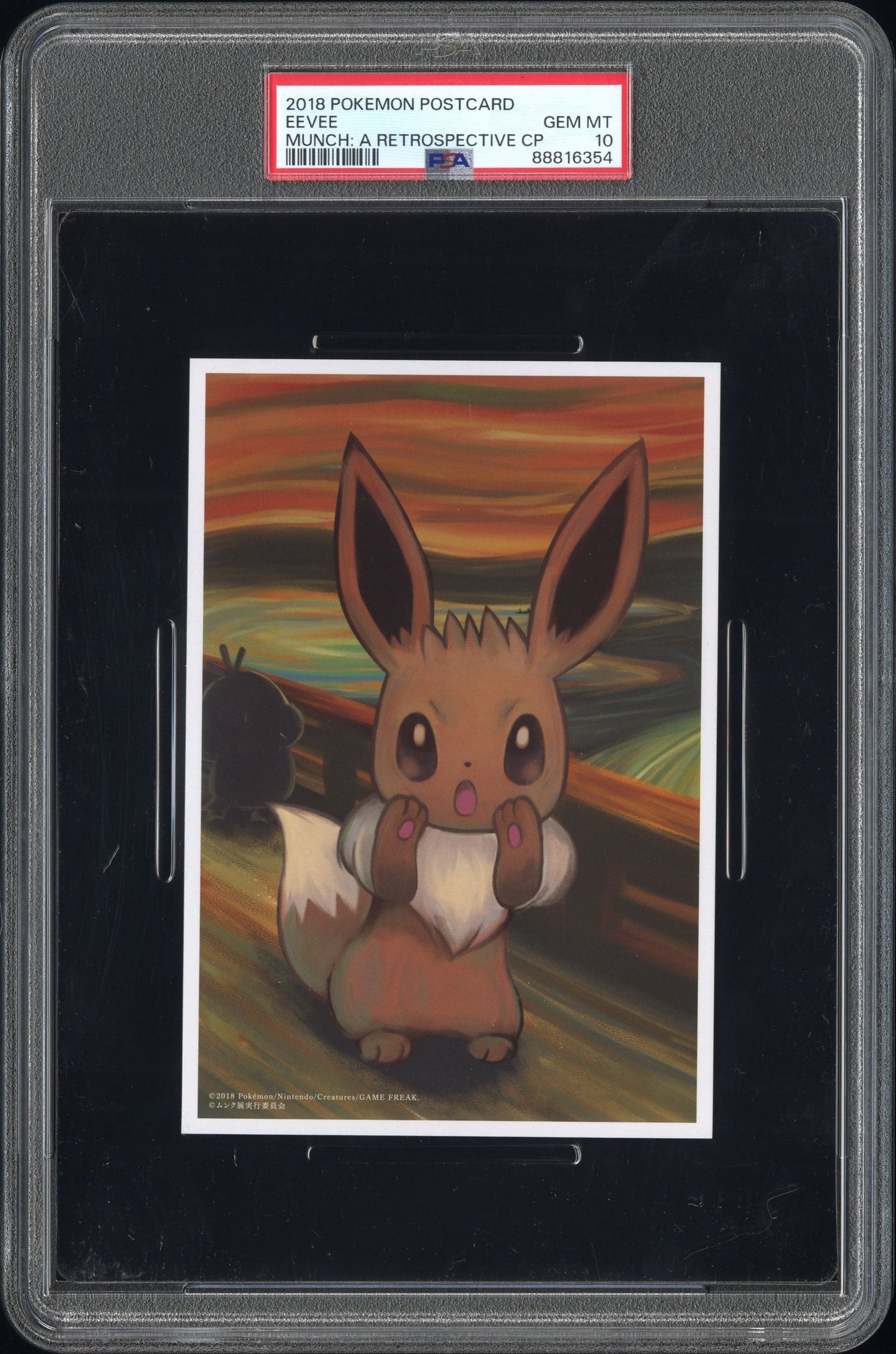 2018 POKEMON JAPANESE MUNCH A RETROSPECTIVE SCREAM EEVEE POSTCARD PSA 10