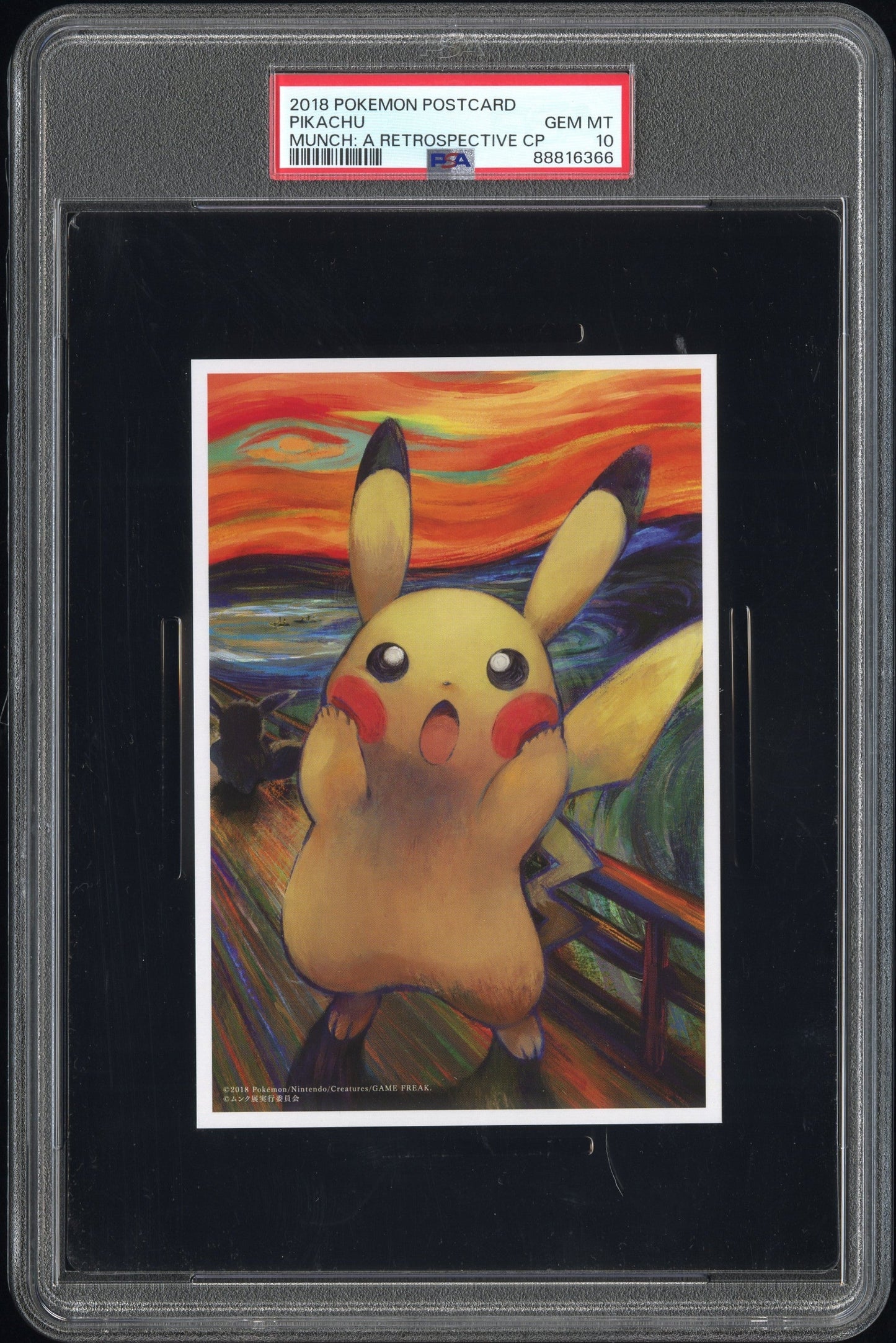 2018 POKEMON JAPANESE MUNCH A RETROSPECTIVE SCREAM PIKACHU POSTCARD PSA 10