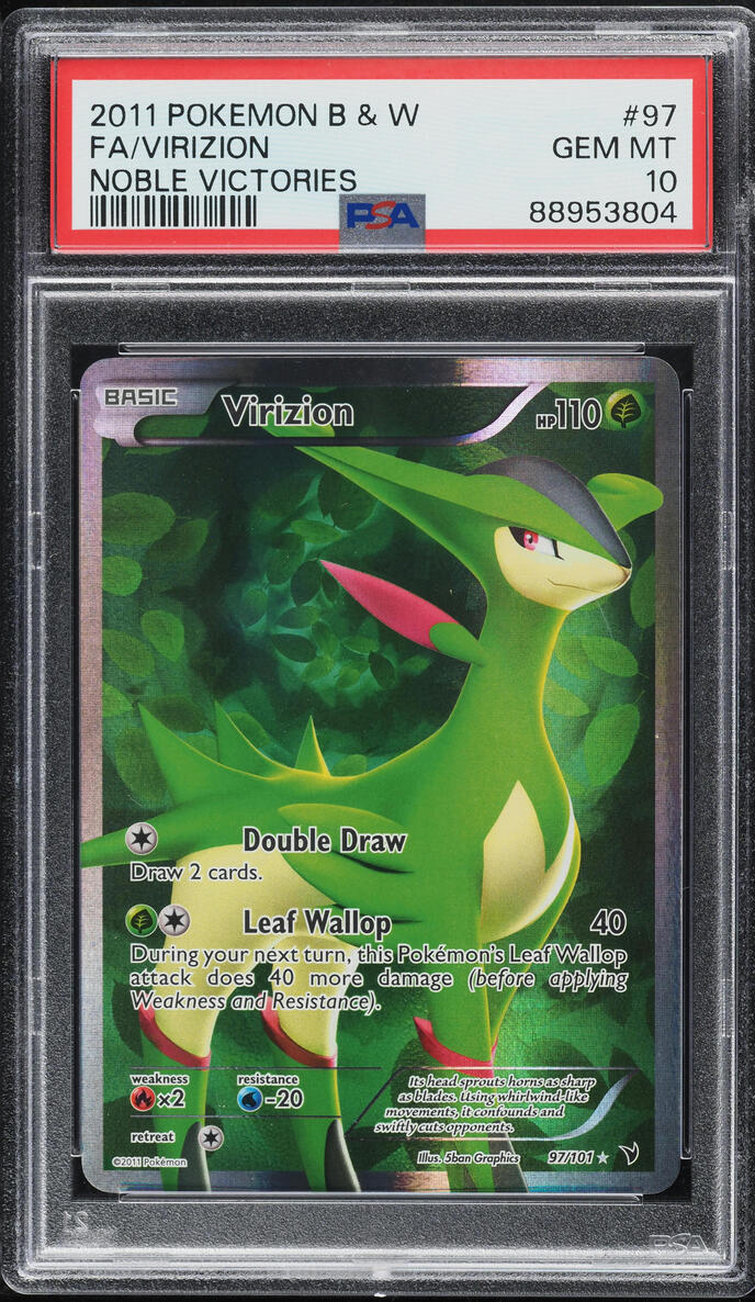 2011 POKEMON BLACK & WHITE NOBLE VICTORIES FULL ART HOLO VIRIZION #97 PSA 10 GEM MINT