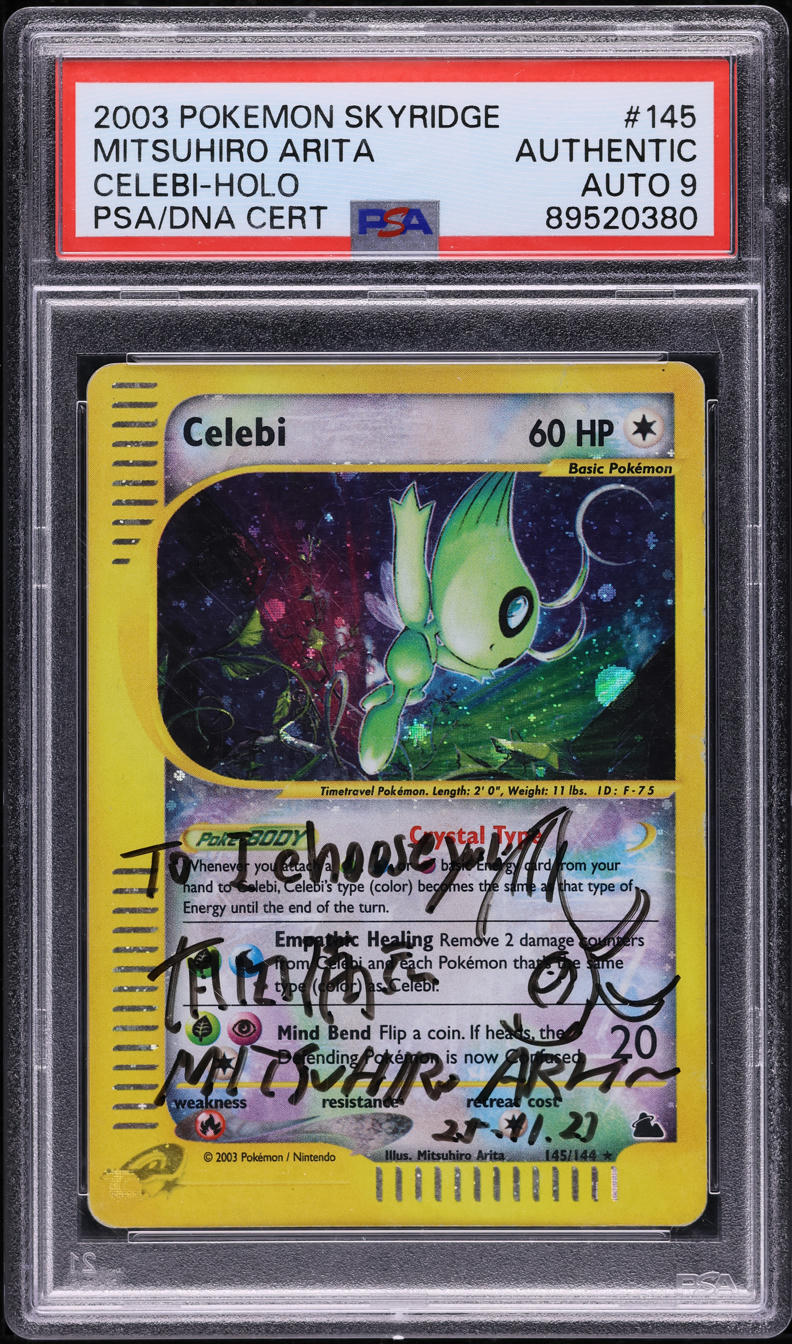 2003 POKEMON SKYRIDGE HOLO CELEBI #145 ARITA AUTO 9 PSA AUTHENTIC