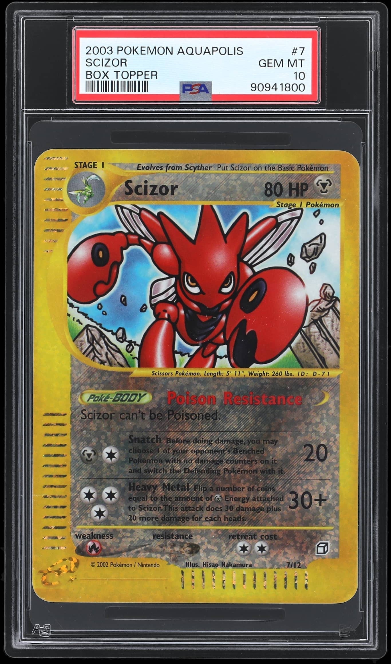 2003 POKEMON AQUAPOLIS BOX TOPPER SCIZOR #7 PSA 10