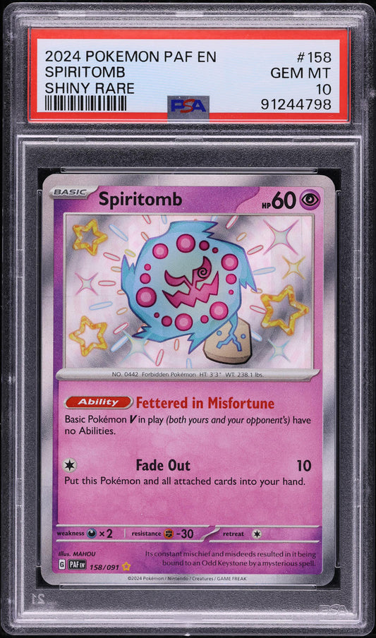 2024 POKEMON SV PALDEAN FATES SHINY RARE SPIRITOMB #158 PSA 10