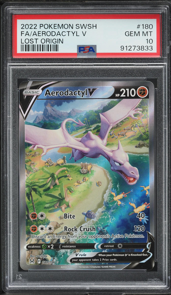 2022 POKEMON SWSH LOST ORIGIN ALT ART AERODACTYL V #180 PSA 10 GEM MINT