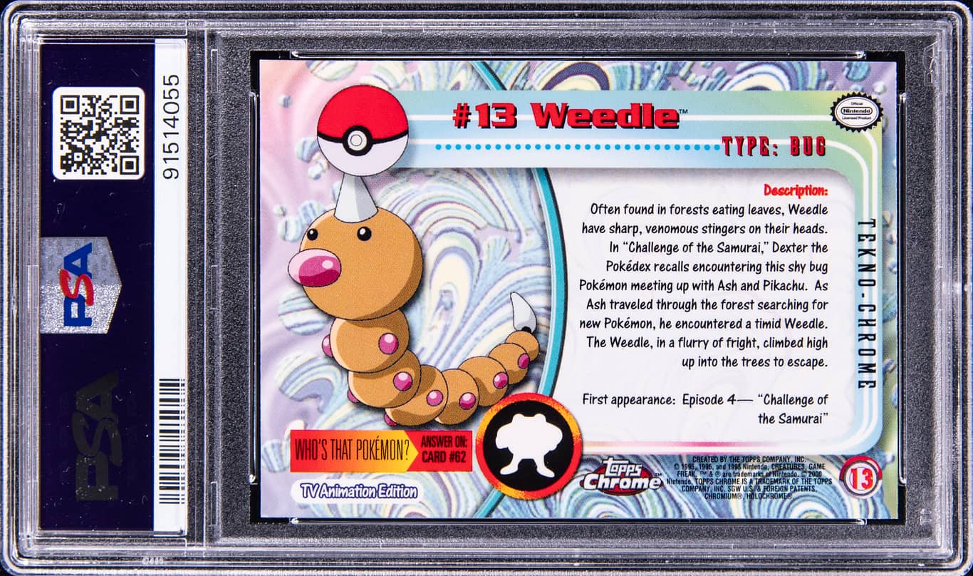 2000 POKEMON TOPPS CHROME TEKNO WEEDLE #13 PSA 9