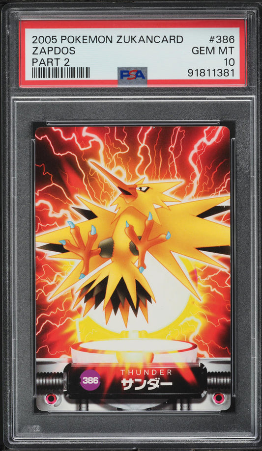 2005 POKEMON ZUKANCARD PART 2 ZAPDOS #386 PSA 10