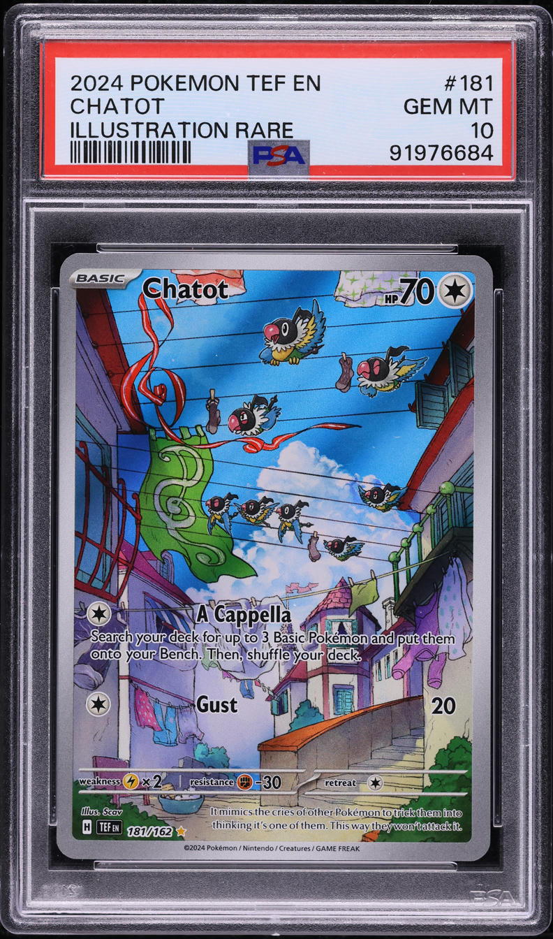 2024 POKEMON SV TEMPORAL FORCES ILLUSTRATION RARE CHATOT #181 PSA 10