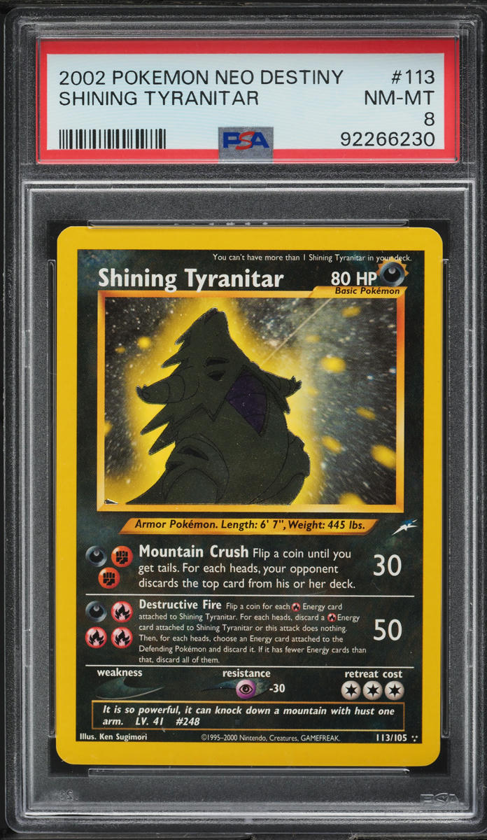 2002 POKEMON NEO DESTINY SHINING TYRANITAR #113 PSA 8 NM-MT