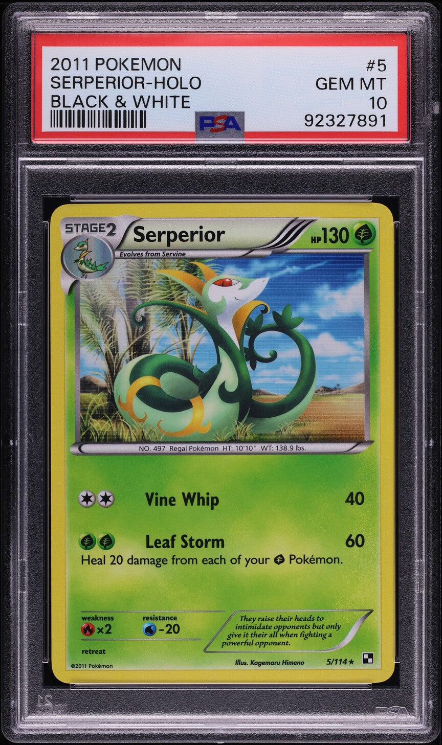 2011 POKEMON BLACK & WHITE HOLO SERPERIOR #5 PSA 10 *POP 8*