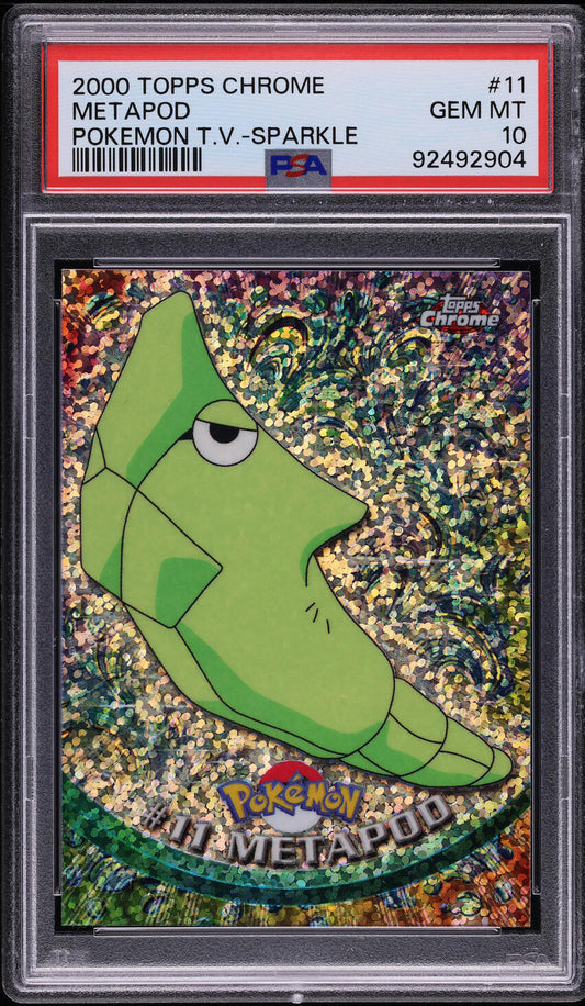 2000 TOPPS CHROME POKEMON SERIES 1 SPARKLE METAPOD #11 PSA 10 GEM MINT