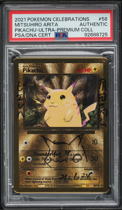 2021 POKEMON CELEBRATIONS ULTRA PREMIUM COLLECTION PIKACHU #58 ARITA AUTO PSA AUTHENTIC